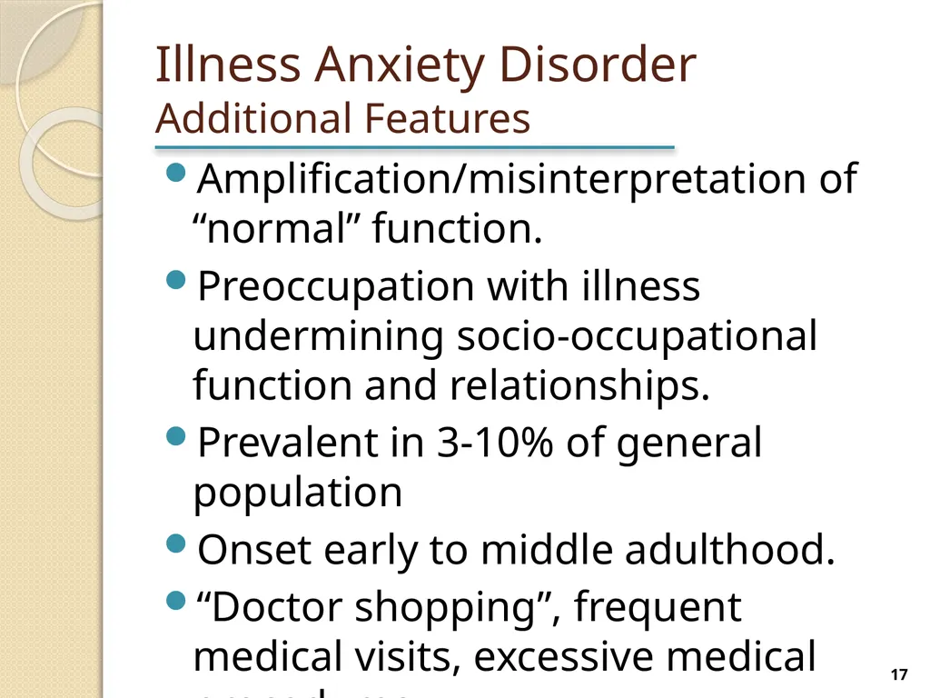 Somatic Symptom and Related Disorders Terry - slide 17 of 38