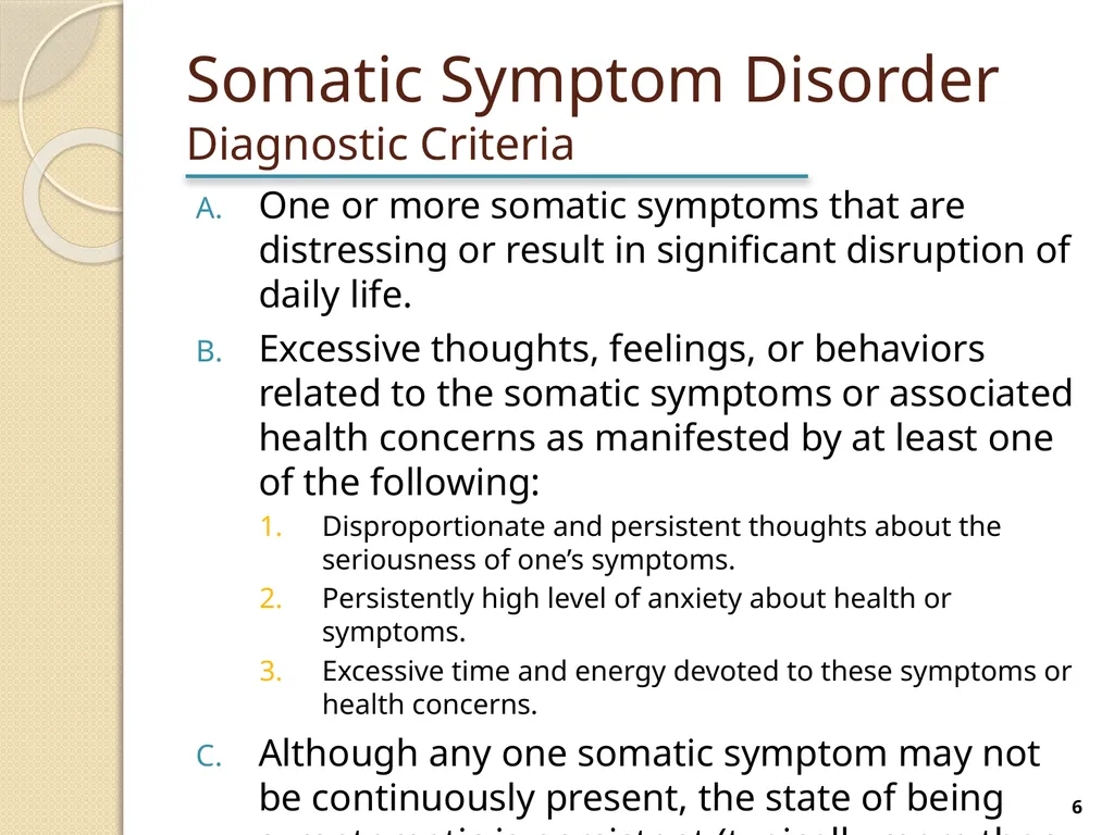 Somatic Symptom and Related Disorders Terry - slide 6 of 38
