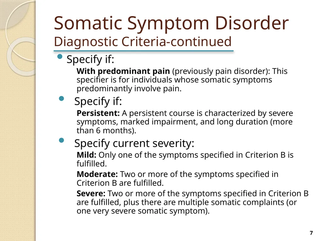 Somatic Symptom and Related Disorders Terry - slide 7 of 38