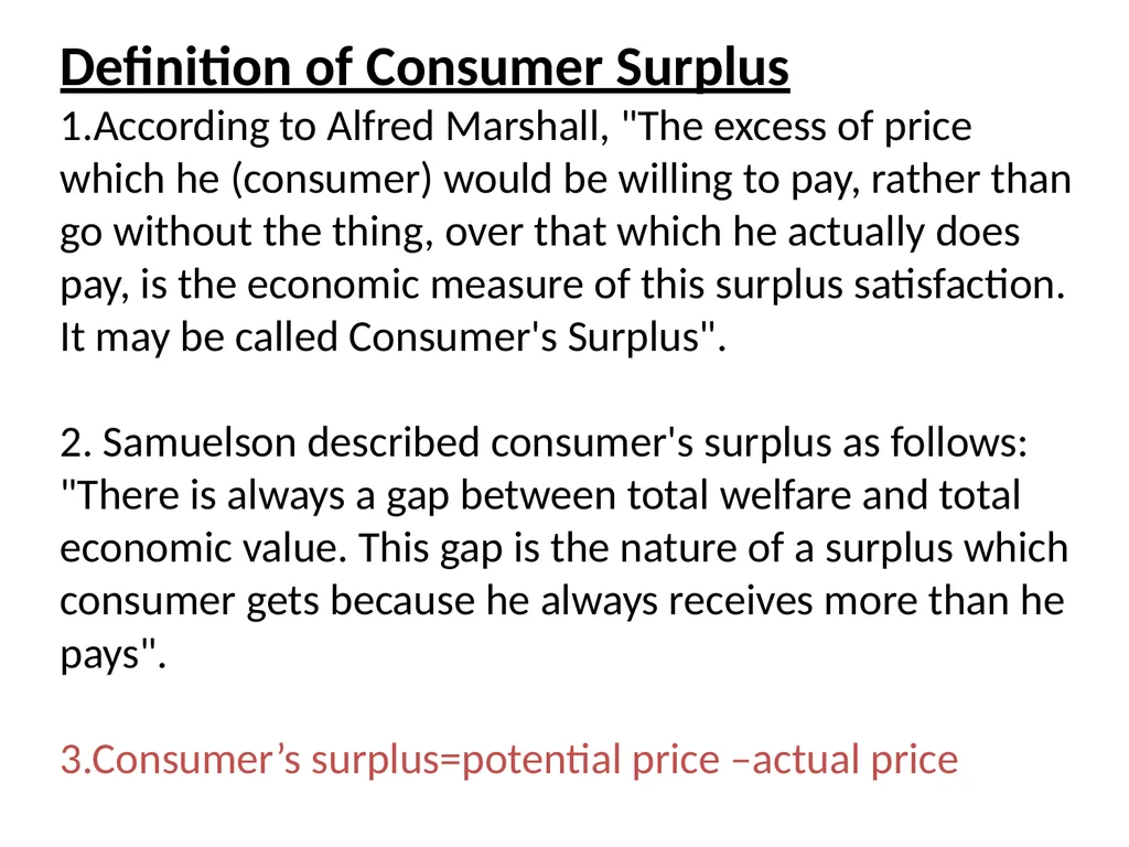 Consumers surplus The doctrine of Consumer's - slide 3 of 6