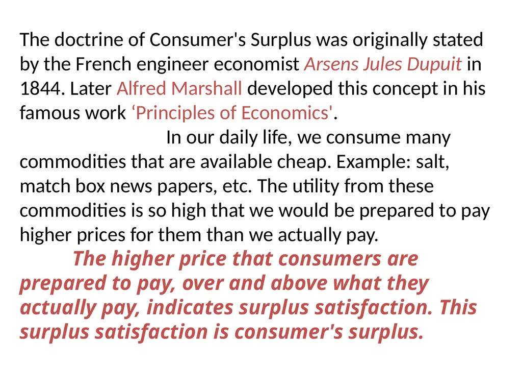 Consumers surplus The doctrine of Consumer's - slide 2 of 6