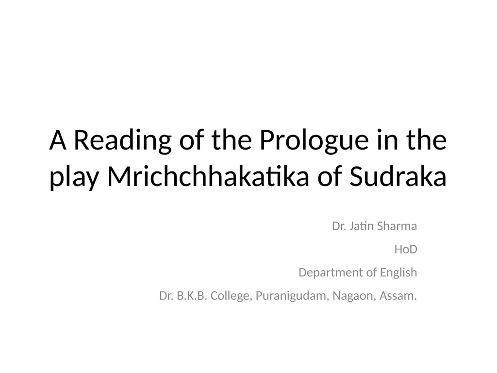 A Reading of the Prologue in the play - slide 1 of 9