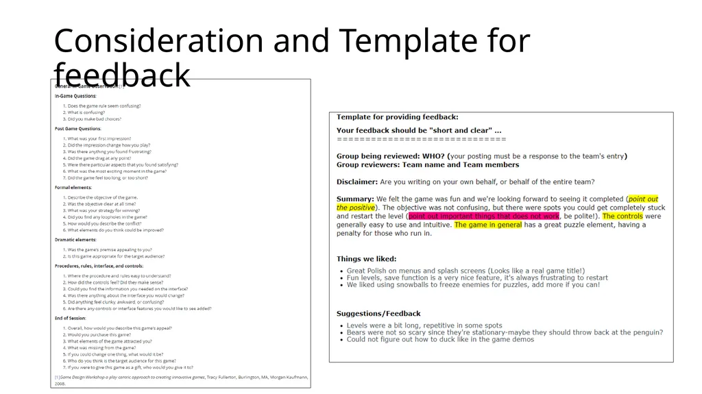 Playtesting Chapter 9 of Game Design Workshop a - slide 15 of 16