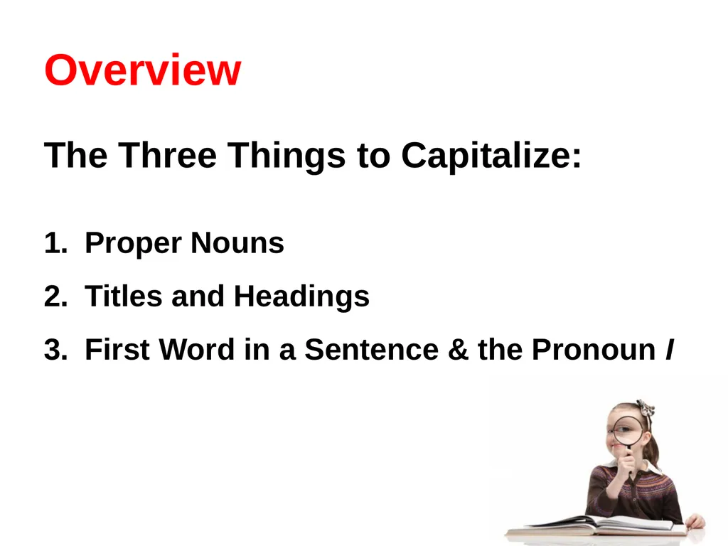 Capitalization Overview The Three Things to - slide 2 of 15