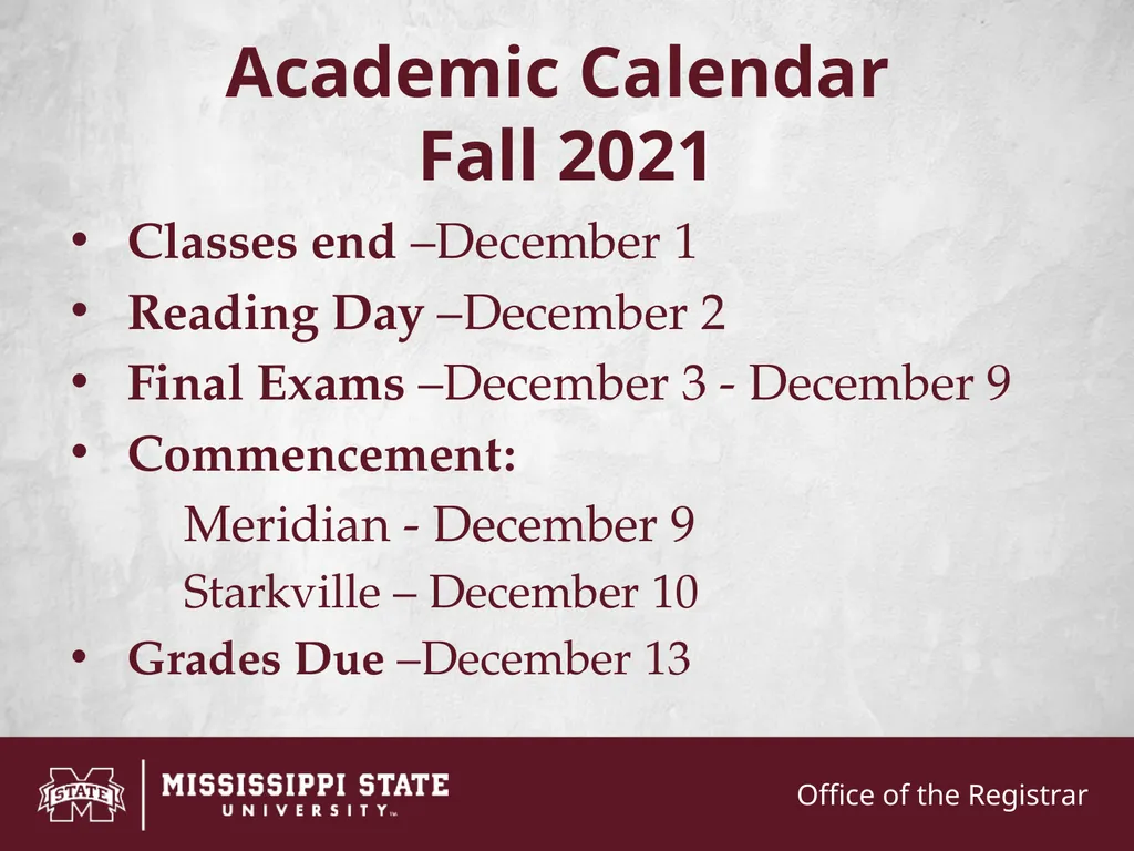 Academic Calendar Fall 2021 Classes begin – - slide 2 of 12