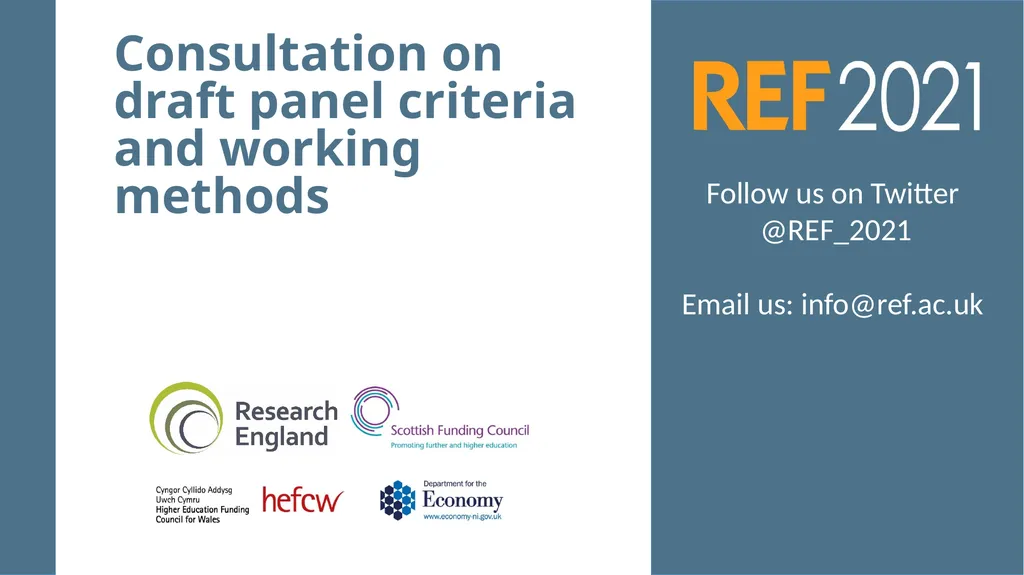 Consultation on draft panel criteria and working - slide 1 of 30