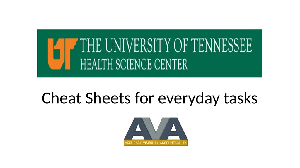 Cheat Sheets for everyday tasks Table of Contents - slide 1 of 20