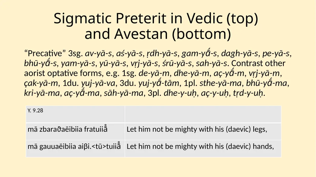 Two Classes of Indo-European verb: Functional - slide 8 of 18