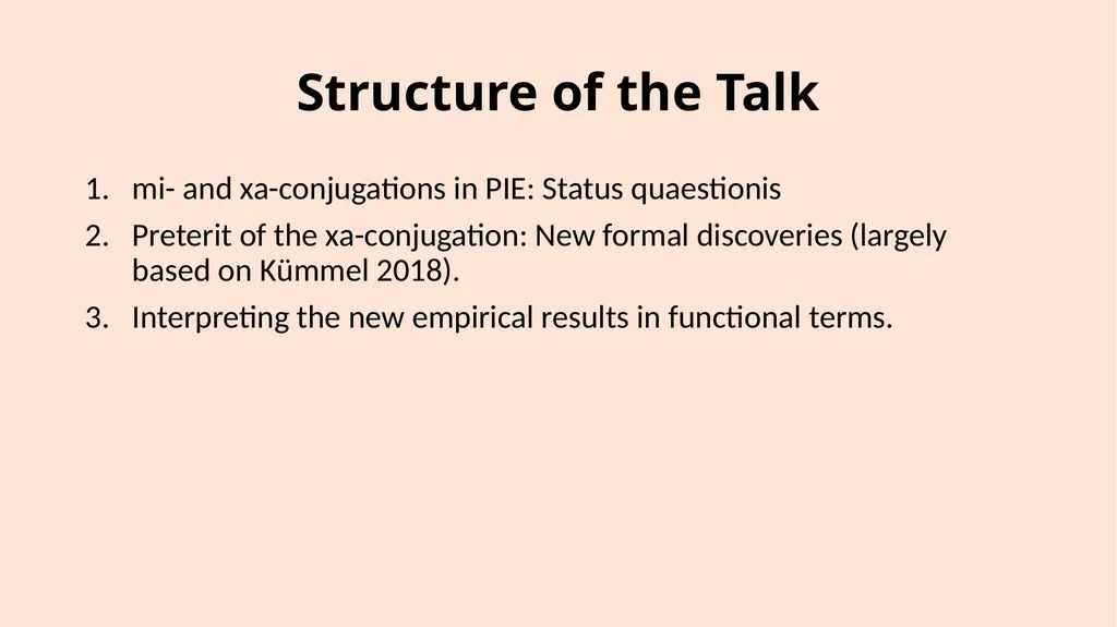 Two Classes of Indo-European verb: Functional - slide 2 of 18