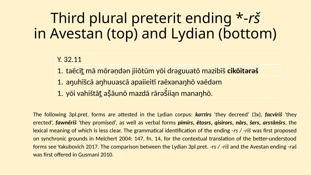 Two Classes of Indo-European verb: Functional - slide 10 of 18