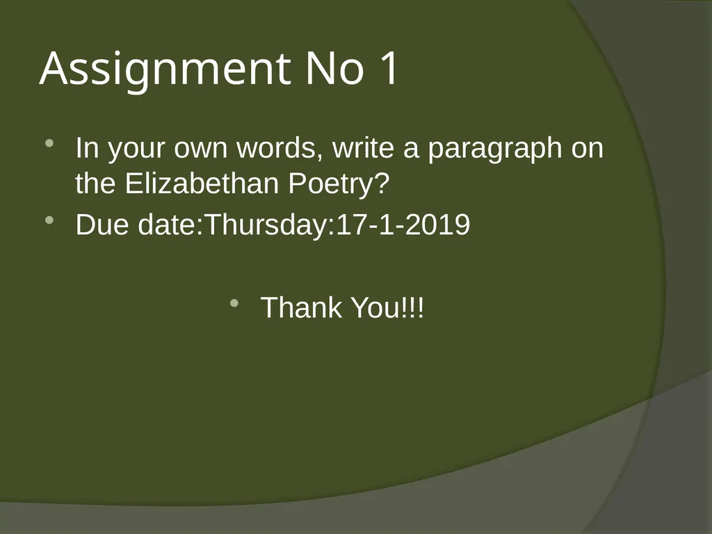 The Elizabethan Period General Characteristics - slide 12 of 12