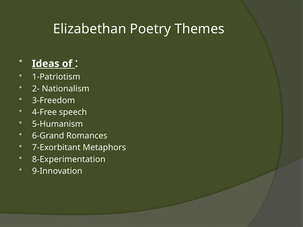 The Elizabethan Period General Characteristics - slide 8 of 12