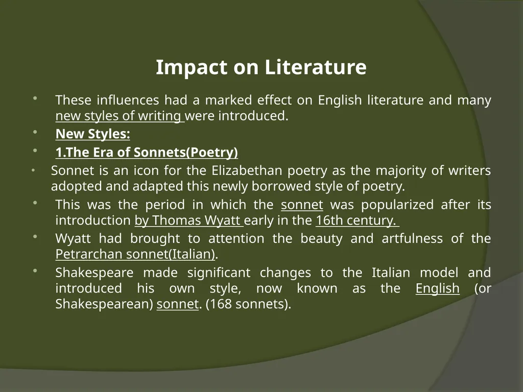 The Elizabethan Period General Characteristics - slide 5 of 12