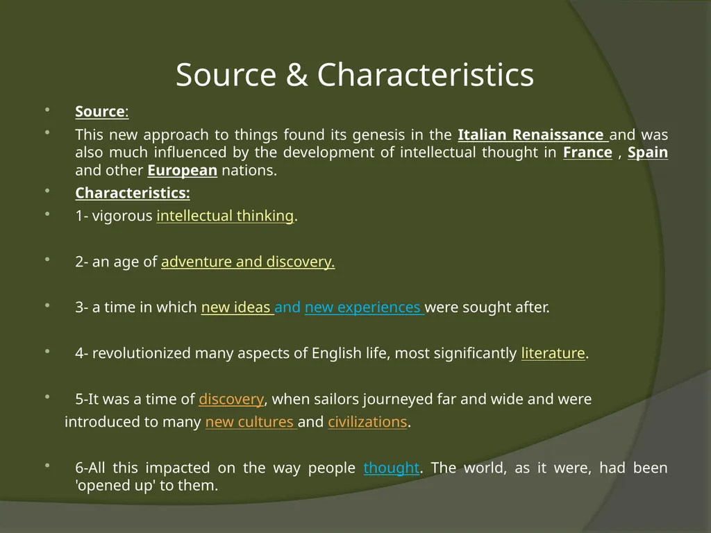 The Elizabethan Period General Characteristics - slide 4 of 12