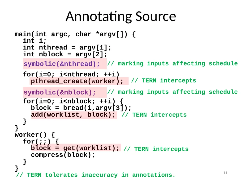 TERN: Stable Deterministic Multithreading through - slide 11 of 21