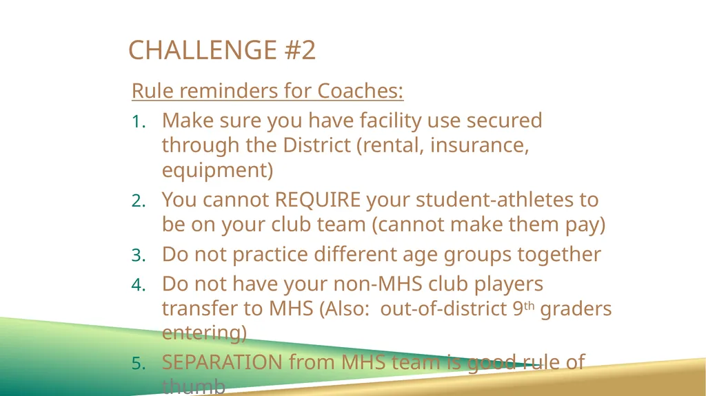 WALK-ON COACHES: CHALLENGES AND SOLUTIONS Randall - slide 17 of 27