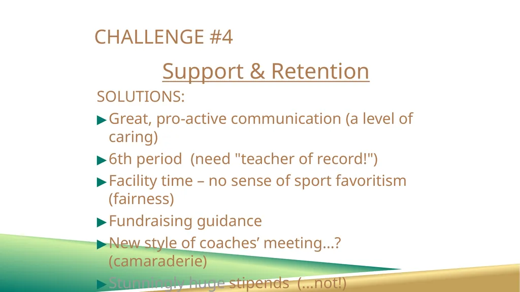 WALK-ON COACHES: CHALLENGES AND SOLUTIONS Randall - slide 24 of 27