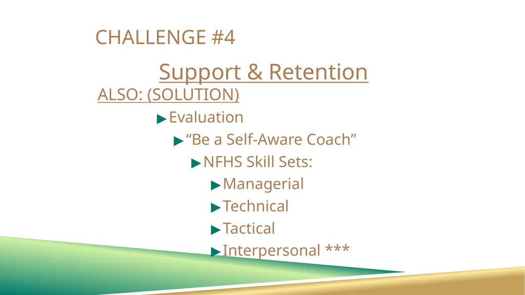 WALK-ON COACHES: CHALLENGES AND SOLUTIONS Randall - slide 25 of 27