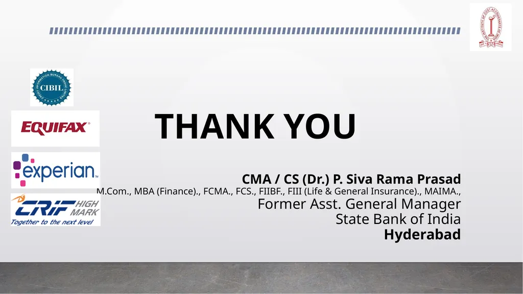 CMA (Dr.) P. Siva Rama Prasad M.Com., MBA - slide 94 of 94