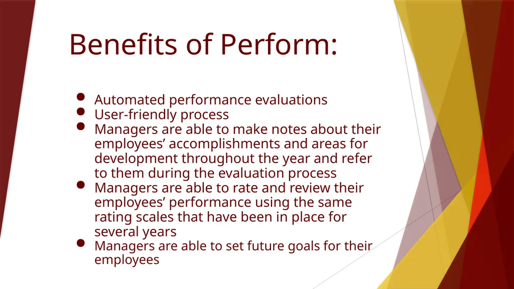 Neogov Perform Manager Training Perform is a - slide 3 of 28