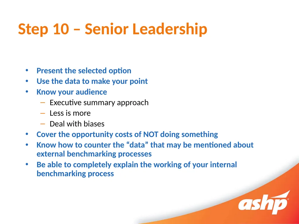 So You Want To Perform Internal Benchmarking - slide 24 of 25