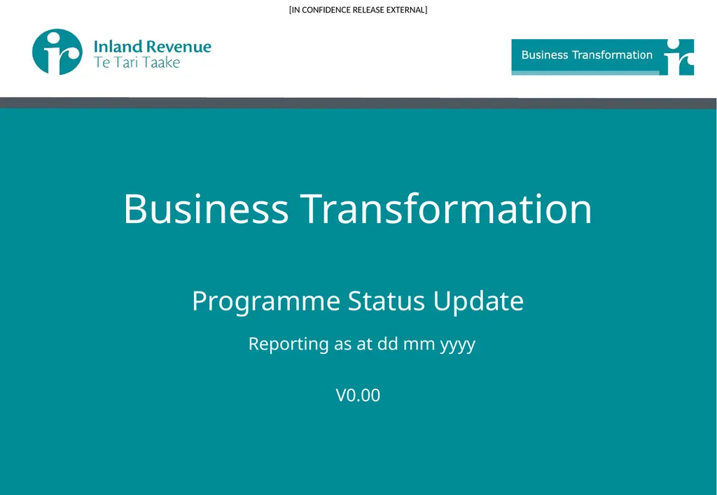 Business Transformation Programme Status Update - slide 1 of 13