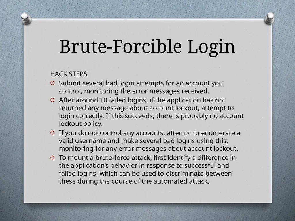 Chapter 6 Attacking Authentication Adam Fremd - slide 12 of 70
