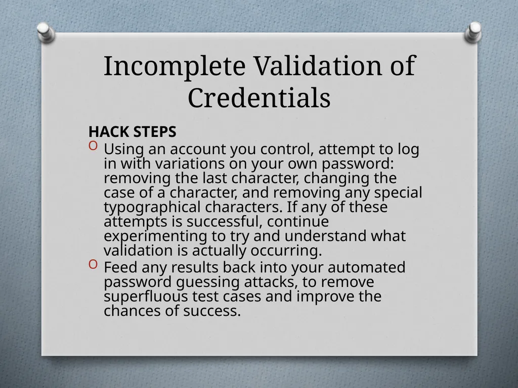 Chapter 6 Attacking Authentication Adam Fremd - slide 41 of 70