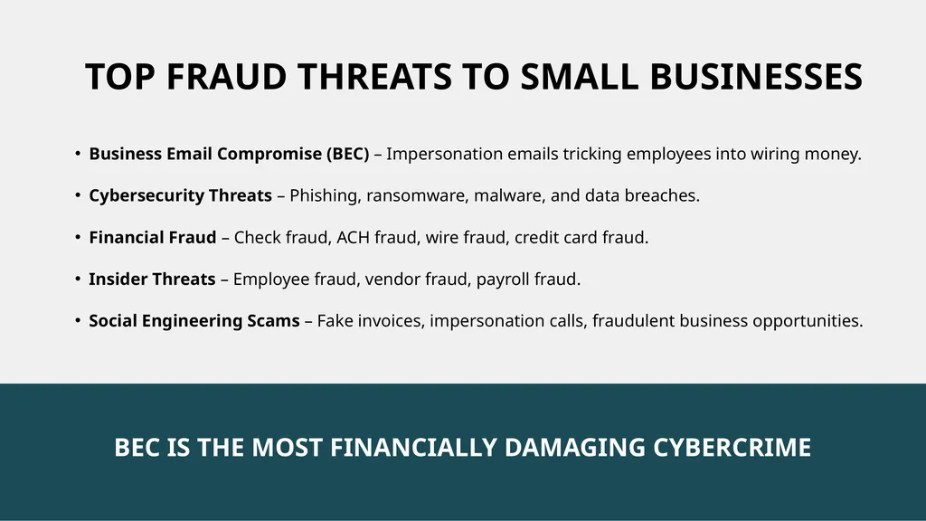 SMALL BUSINESS Protecting your business from - slide 4 of 12