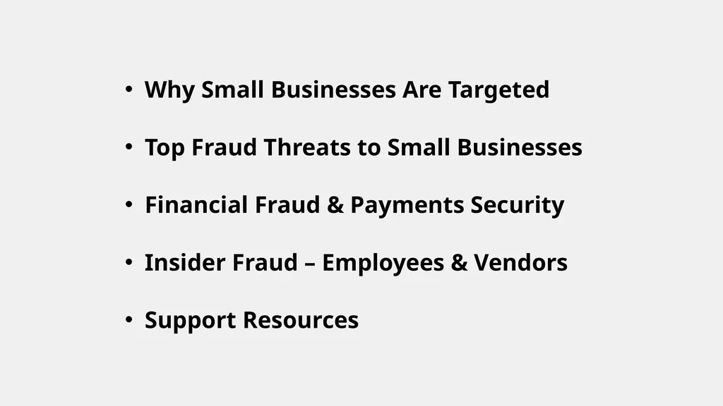 SMALL BUSINESS Protecting your business from - slide 2 of 12