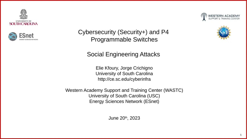 1 Cybersecurity (Security+) and P4 Programmable - slide 1 of 17