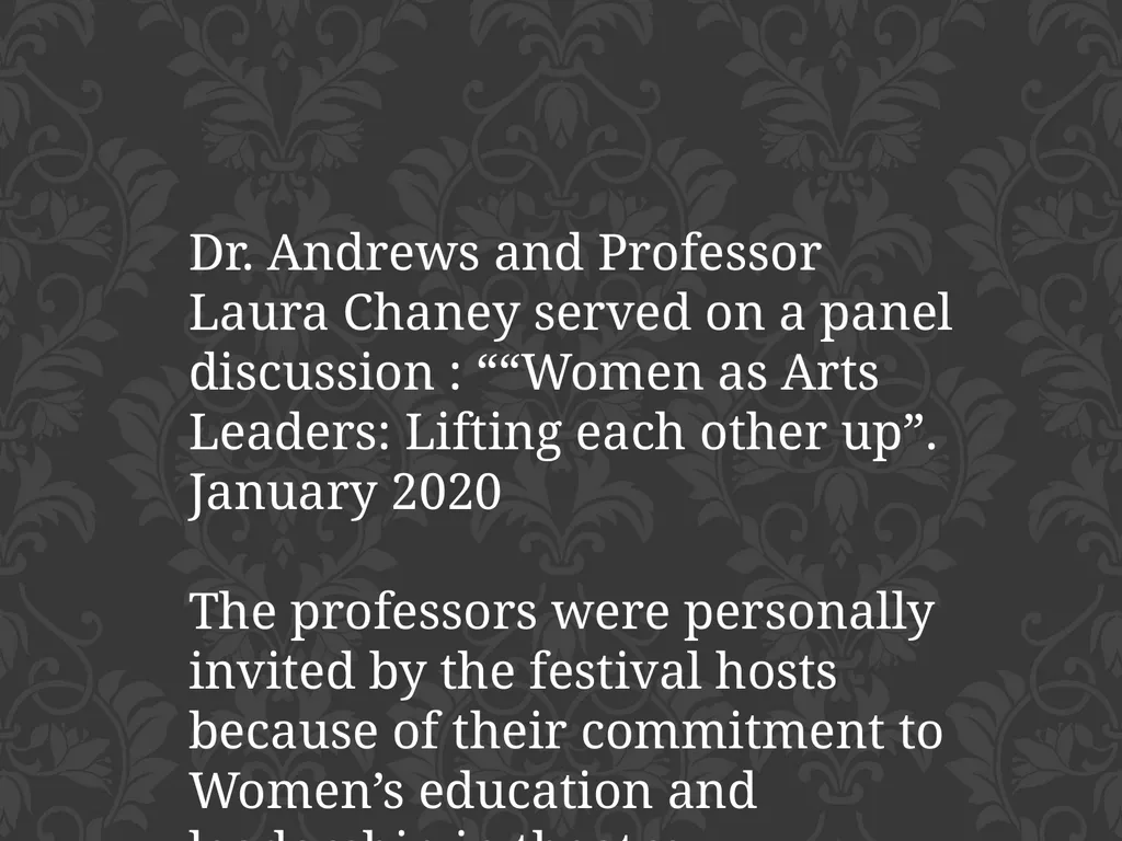 Cottey College Theatre Department: Professor Laura - slide 21 of 26
