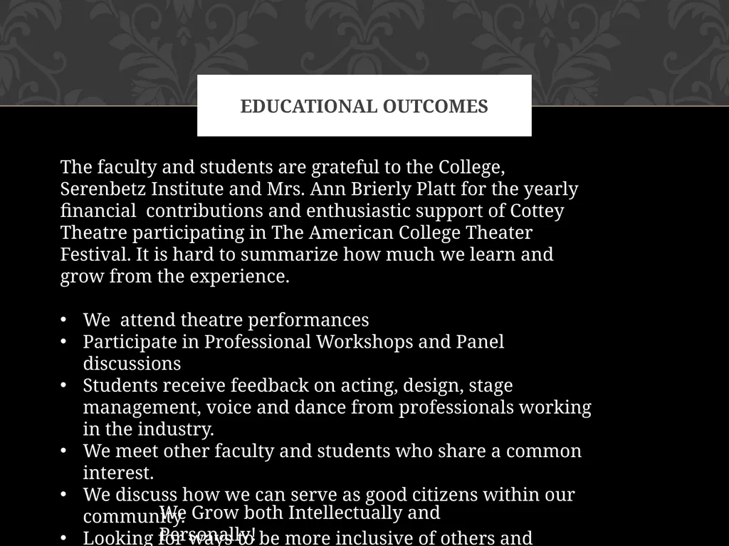 Cottey College Theatre Department: Professor Laura - slide 24 of 26