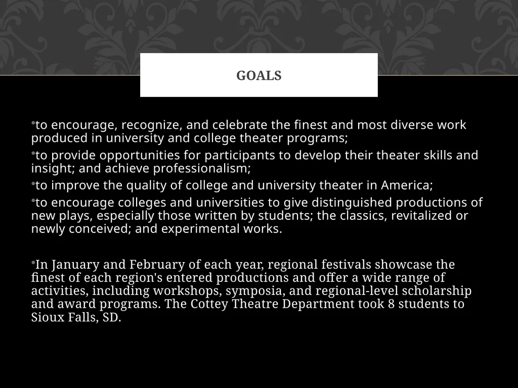 Cottey College Theatre Department: Professor Laura - slide 4 of 26