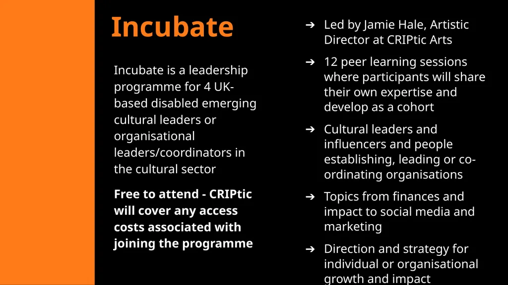 CRIPtic 2024 CRIPtic Arts 2025 Artist Q&A Plan - slide 8 of 18