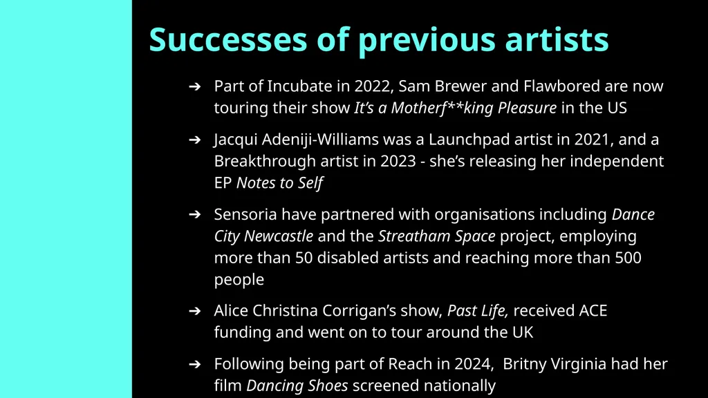 CRIPtic 2024 CRIPtic Arts 2025 Artist Q&A Plan - slide 14 of 18