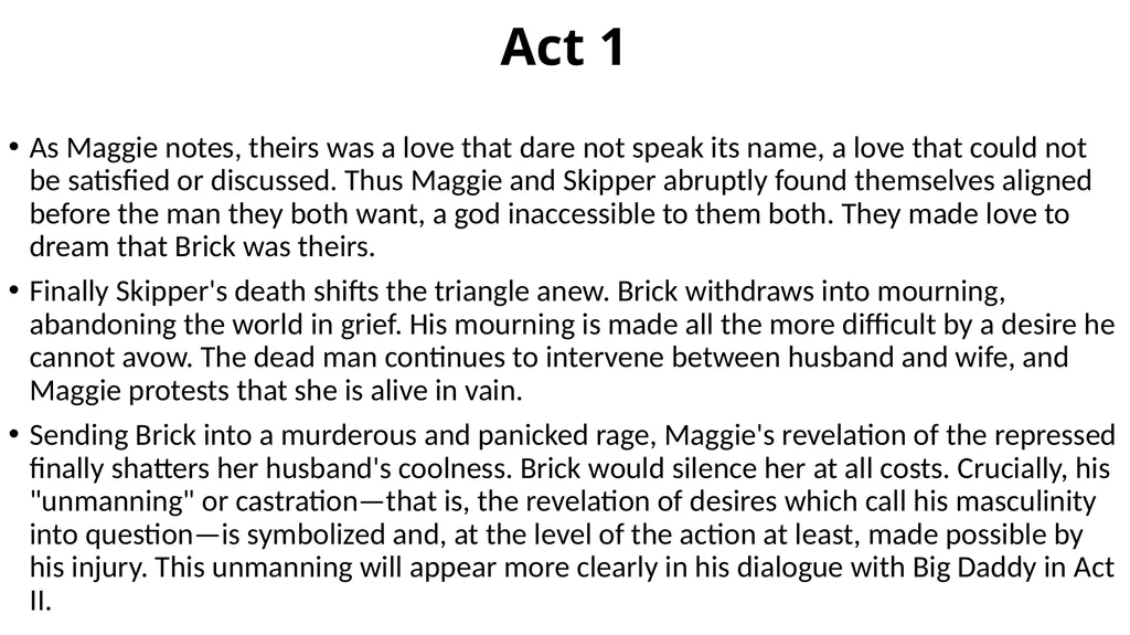 Cat on a Hot Tin Roof Act 1 Tennessee Williams - slide 11 of 12