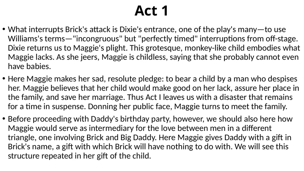 Cat on a Hot Tin Roof Act 1 Tennessee Williams - slide 12 of 12