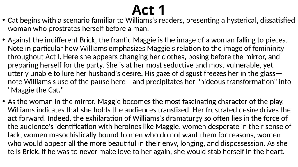 Cat on a Hot Tin Roof Act 1 Tennessee Williams - slide 3 of 12