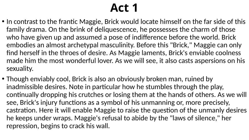 Cat on a Hot Tin Roof Act 1 Tennessee Williams - slide 5 of 12