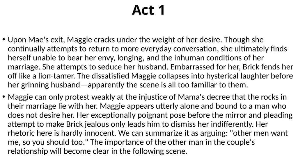 Cat on a Hot Tin Roof Act 1 Tennessee Williams - slide 8 of 12