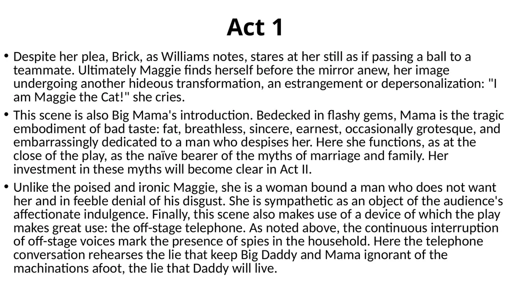 Cat on a Hot Tin Roof Act 1 Tennessee Williams - slide 9 of 12