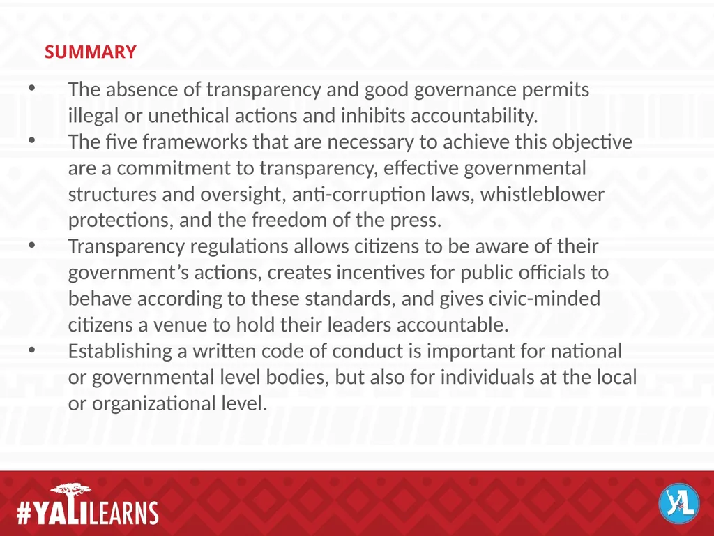 Responsible Leadership on Transparency and Good - slide 3 of 6