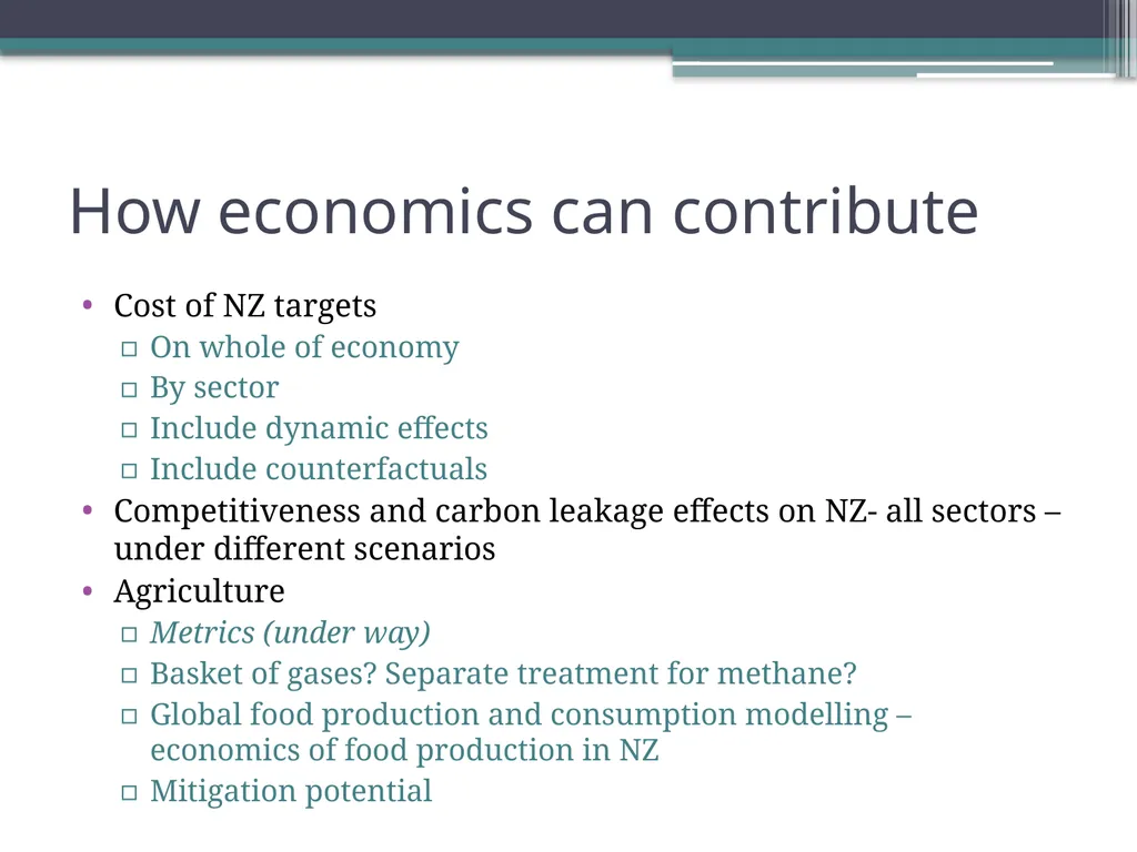 Climate change policy :gaps in economic analysis - slide 3 of 4