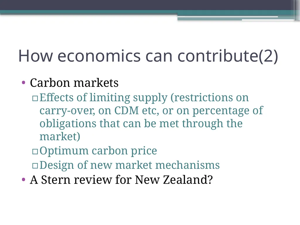 Climate change policy :gaps in economic analysis - slide 4 of 4