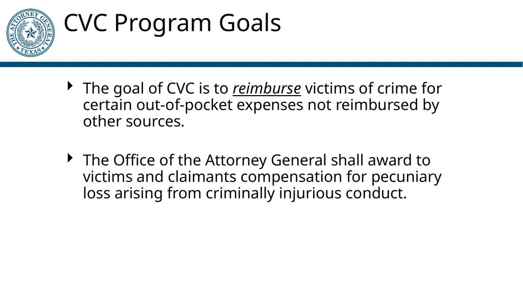 Crime Victims’ Compensation Program General - slide 3 of 61