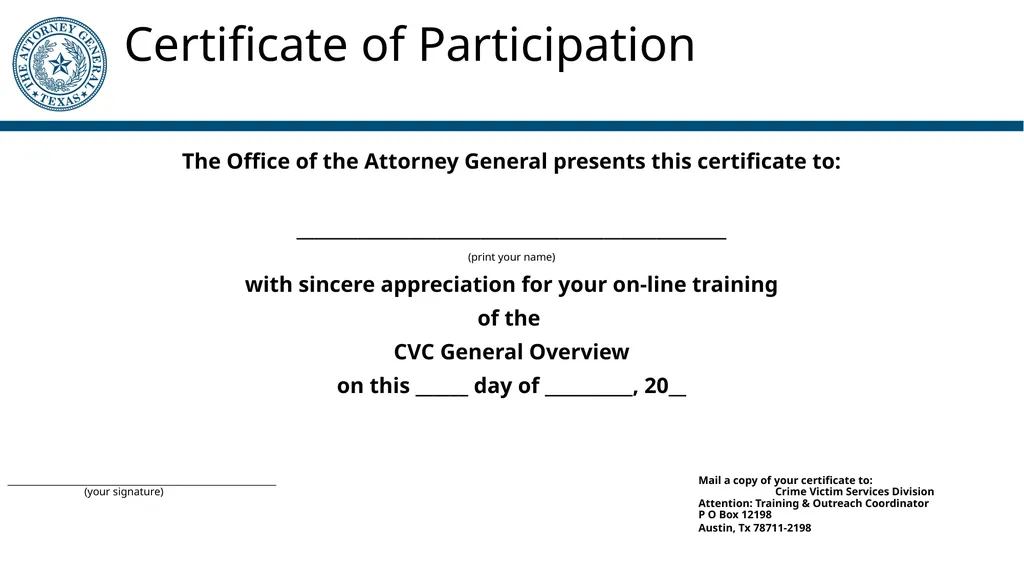 Crime Victims’ Compensation Program General - slide 61 of 61