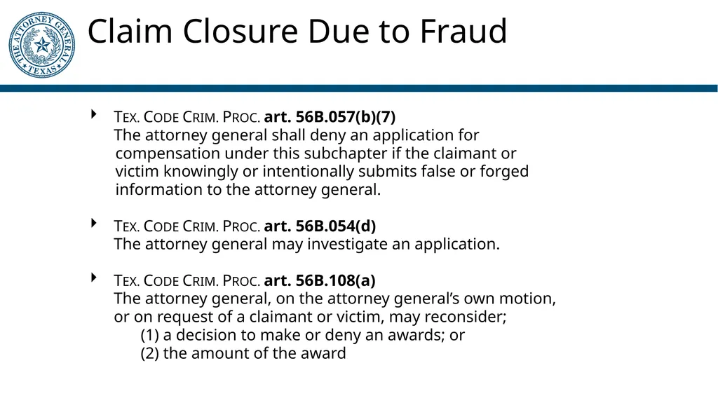 Crime Victims’ Compensation Program General - slide 51 of 61