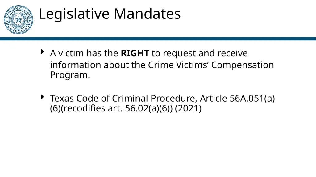Crime Victims’ Compensation Program General - slide 5 of 61