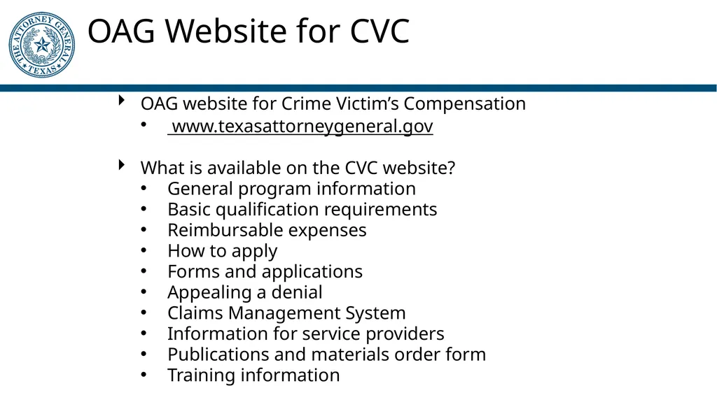 Crime Victims’ Compensation Program General - slide 56 of 61